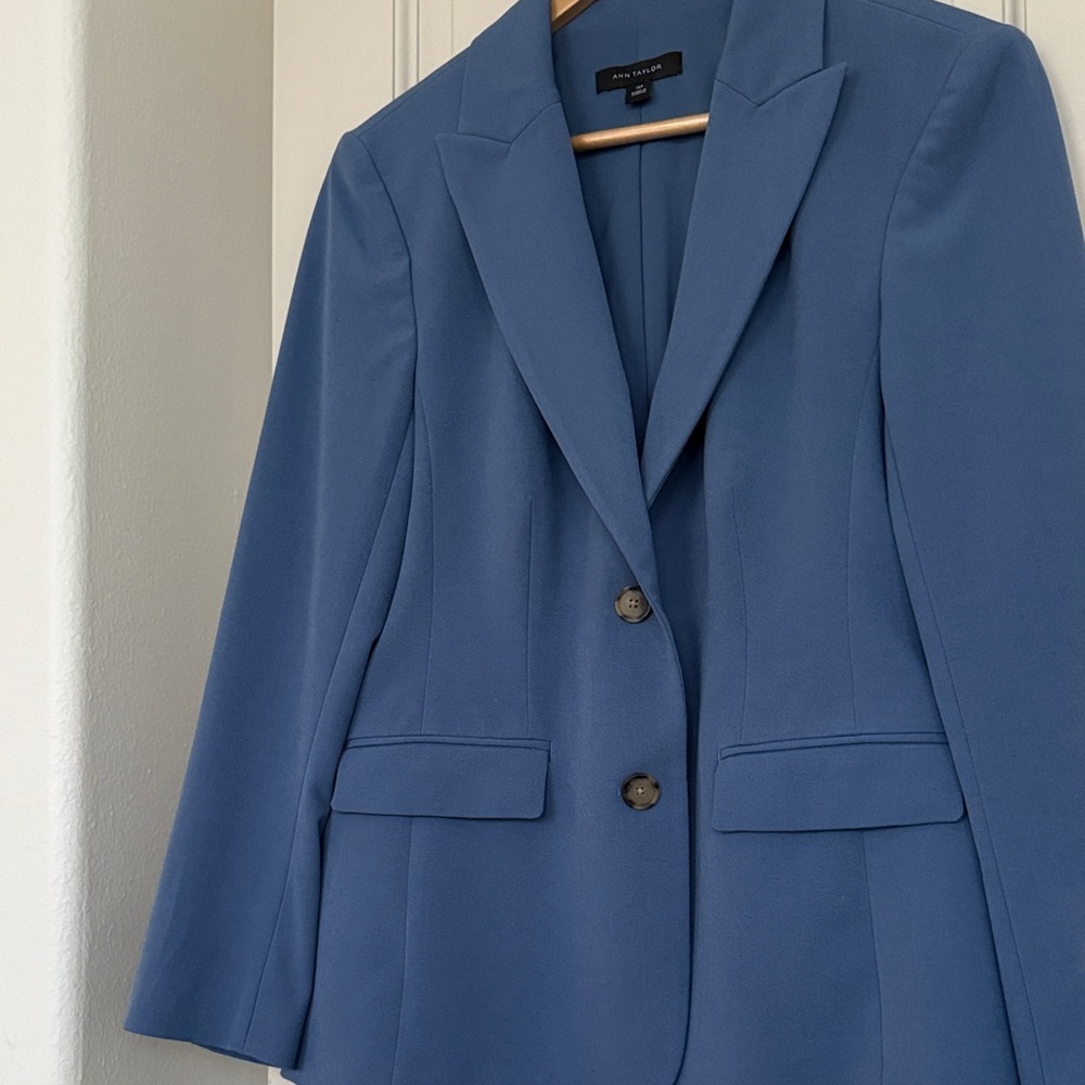 Ann Taylor Slate Blue Single-Breasted Blazer